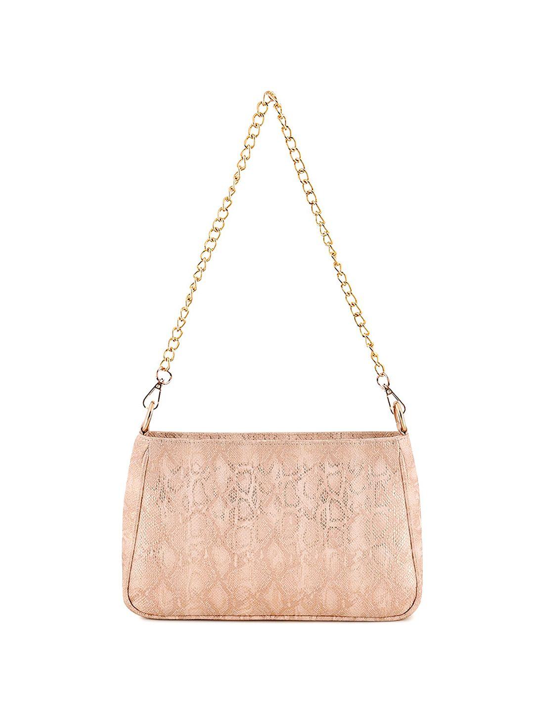 dressberry peach-coloured animal printed structured sling bag