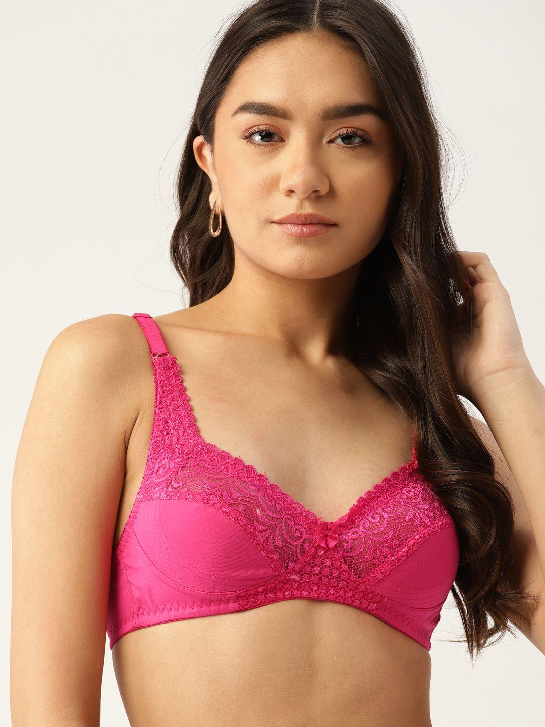 dressberry pink solid t-shirt bra with lace detail db-bf-newelc-new8