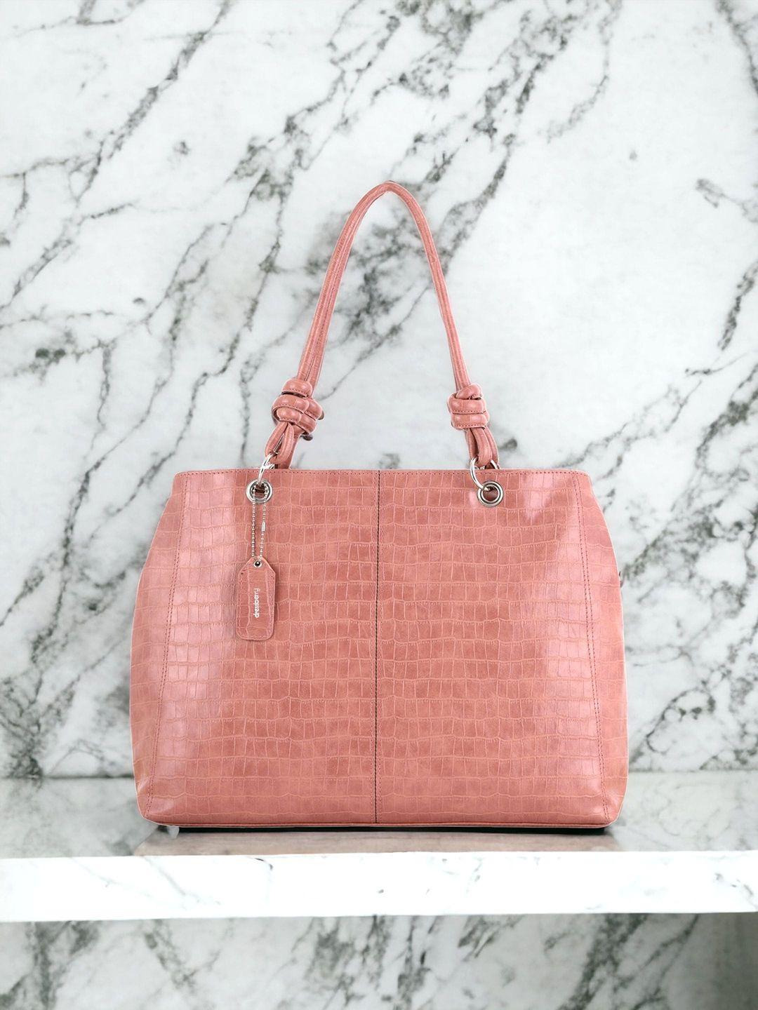 dressberry pink textured pu shopper shoulder bag