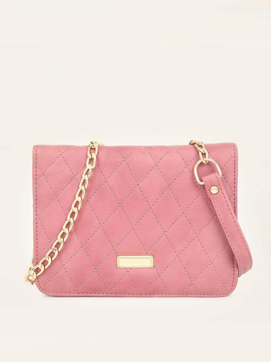 dressberry pink textured sling bag