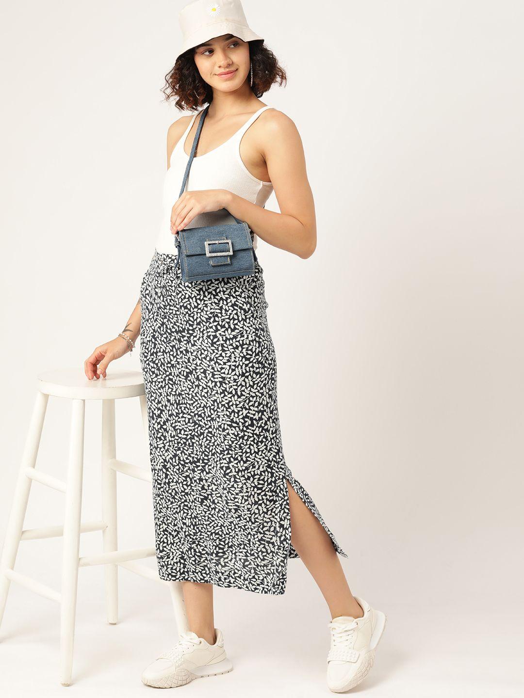 dressberry printed straight midi skirt