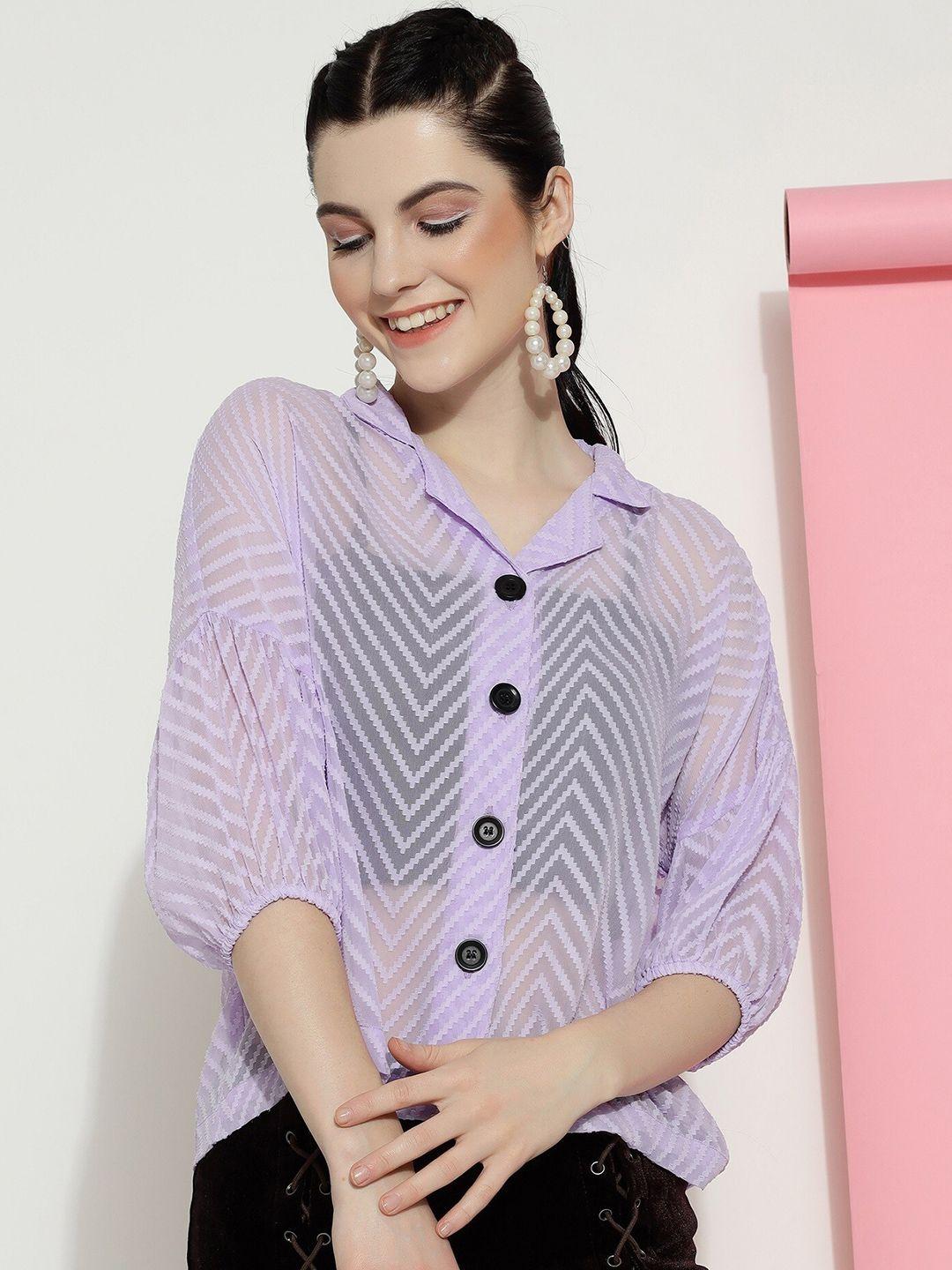 dressberry purple extended sleeves georgette shirt style top