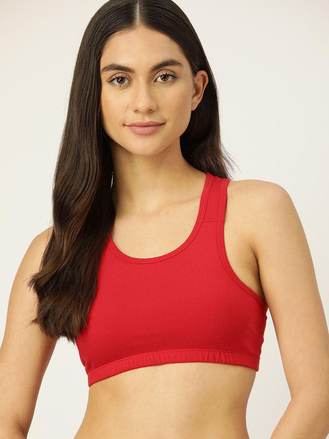 dressberry red solid sports bra