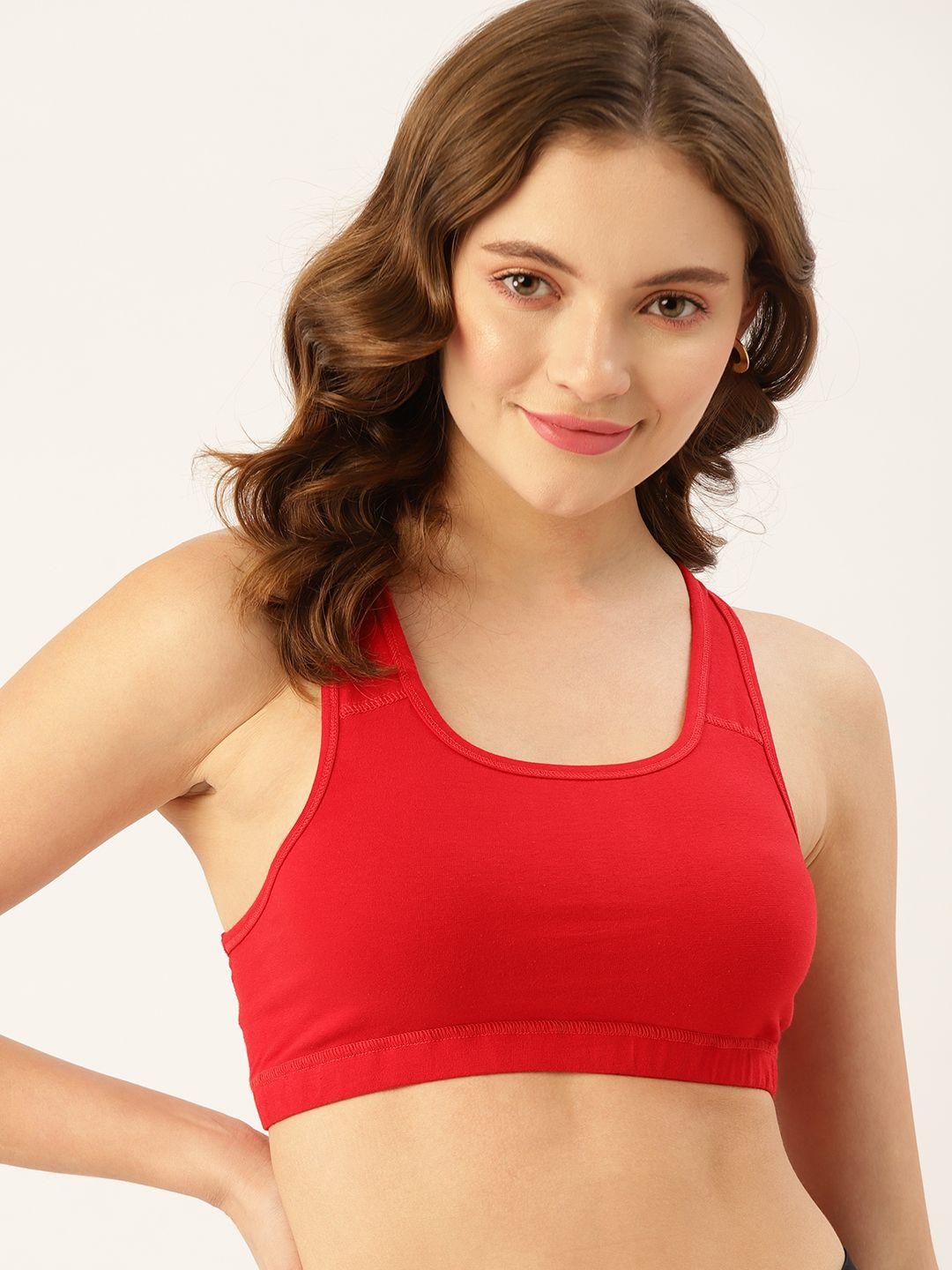 dressberry red sports bra non-wired non-padded