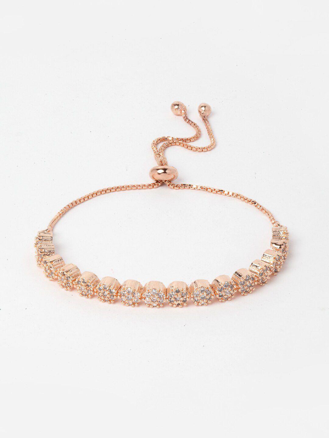 dressberry rose gold plated american diamond link bracelet