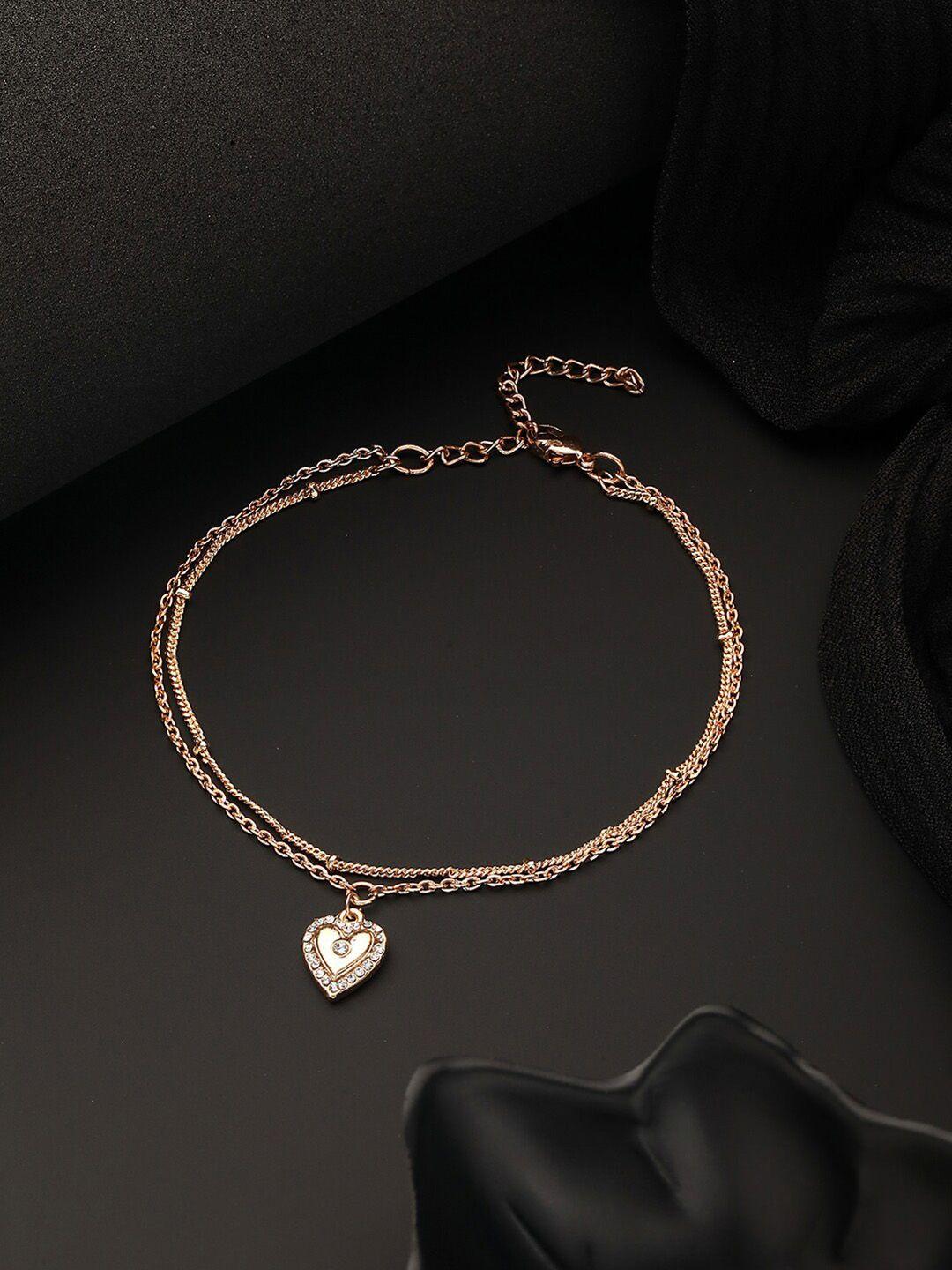 dressberry rose gold-plated stone-studded anklet