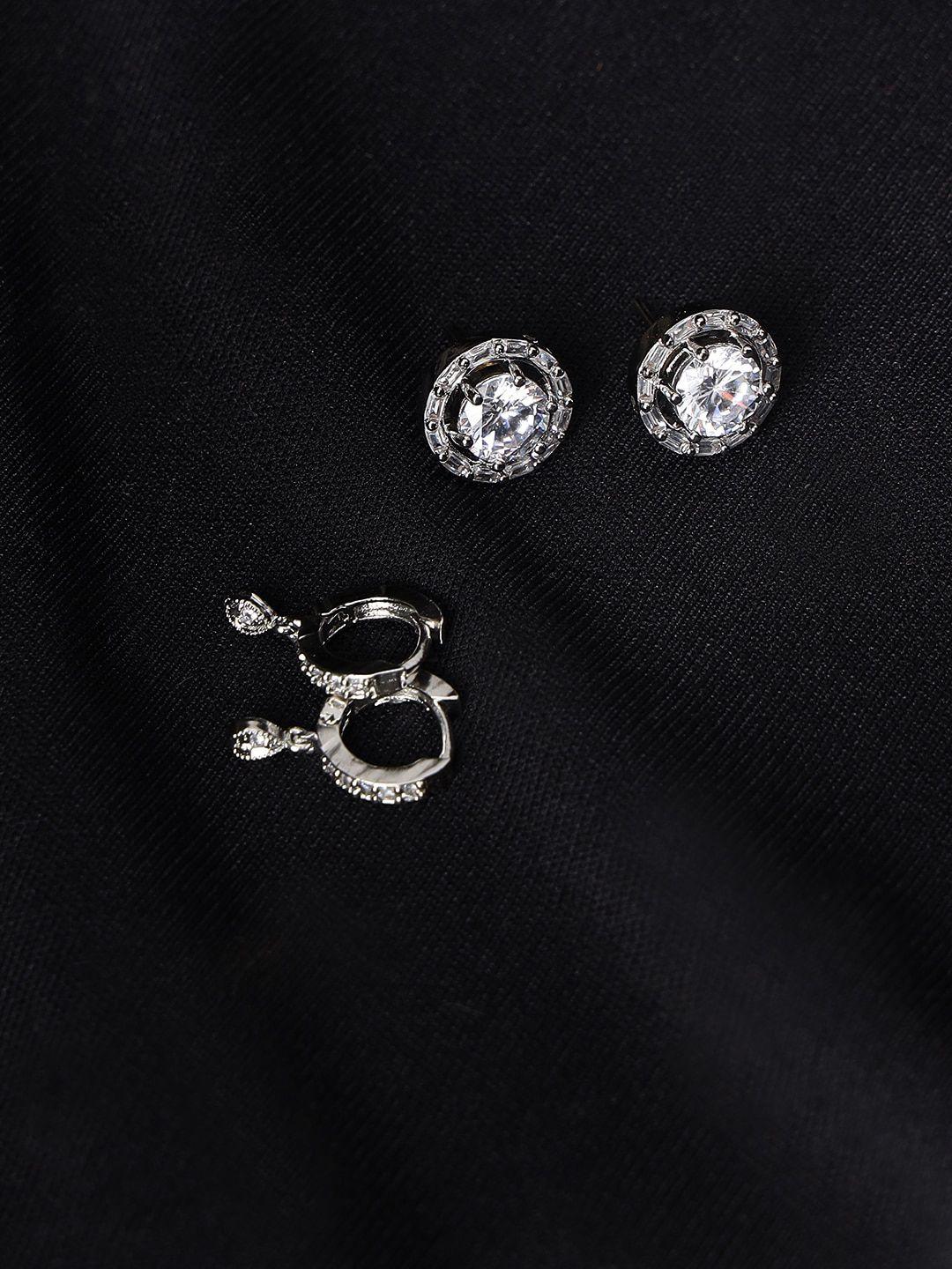 dressberry set of 2 silver-plated circular studs earrings