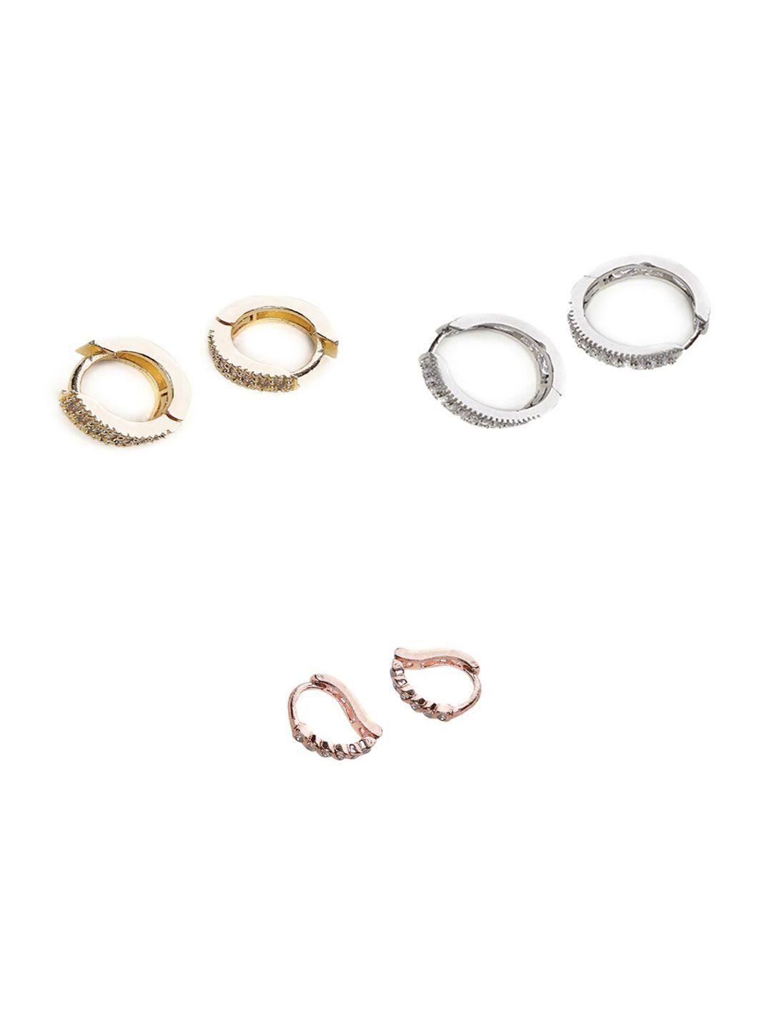 dressberry set of 3 rose gold-plated circular hoop earrings