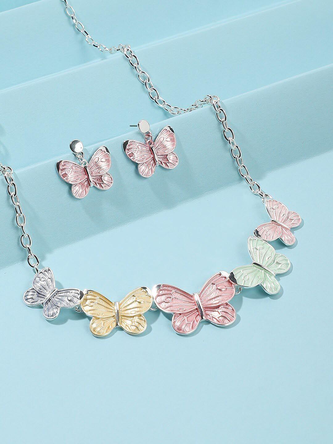 dressberry silver-plated butterfly jewellery set