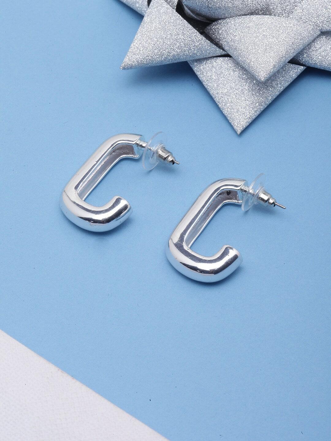 dressberry silver-plated contemporary drop earrings