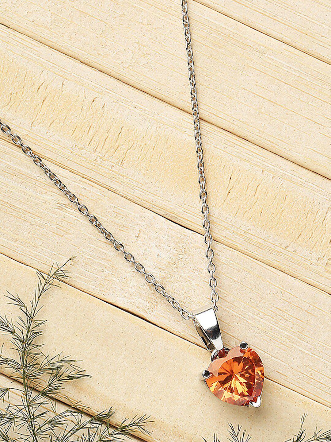 dressberry silver-toned & orange brass silver-plated necklace