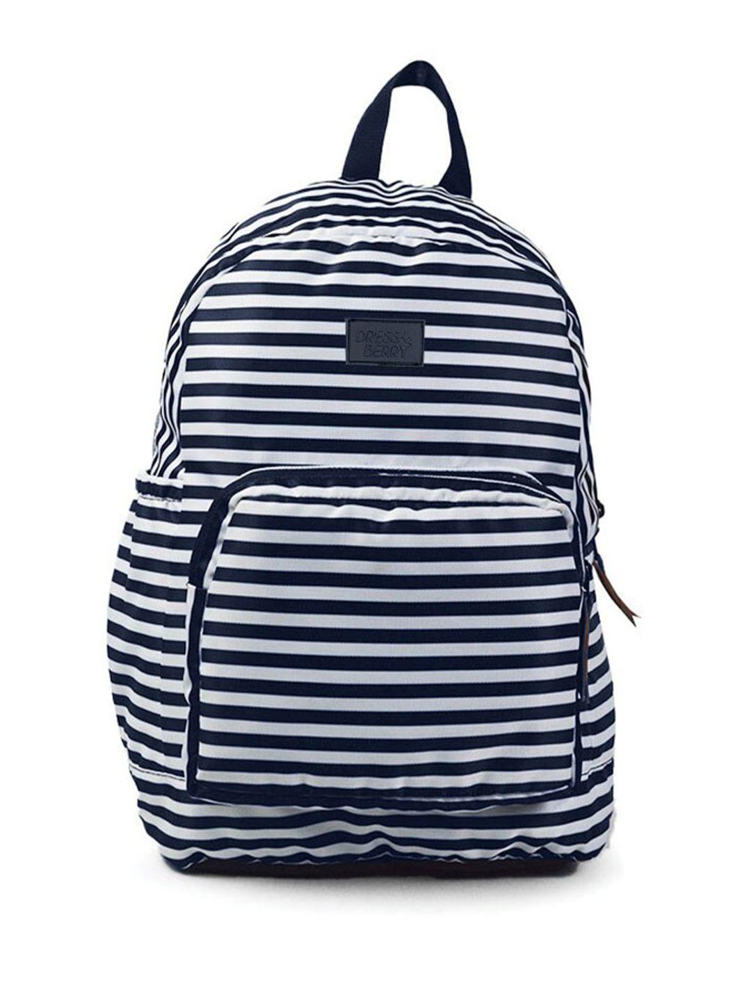 dressberry unisex navy blue striped backpack