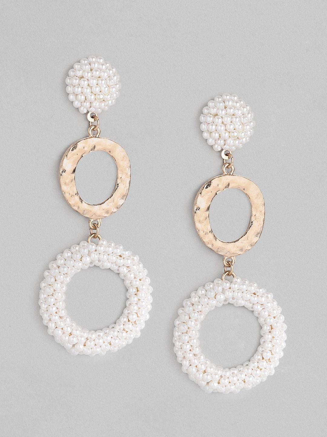 dressberry white rose gold-plated beaded circular drop earrings