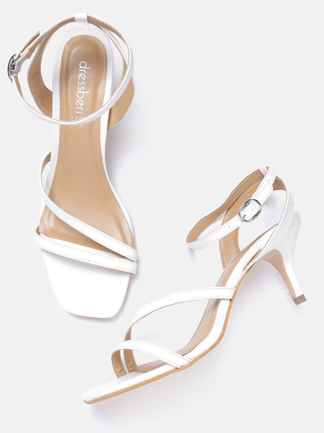 dressberry white solid mid-top slim heels
