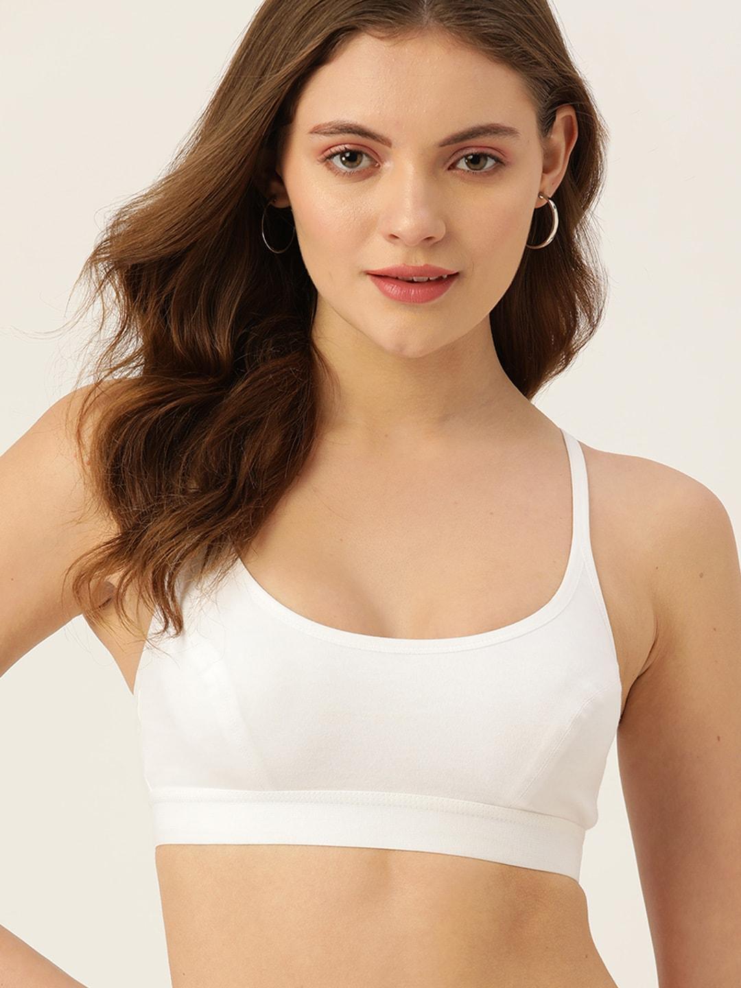 dressberry white solid sports bra