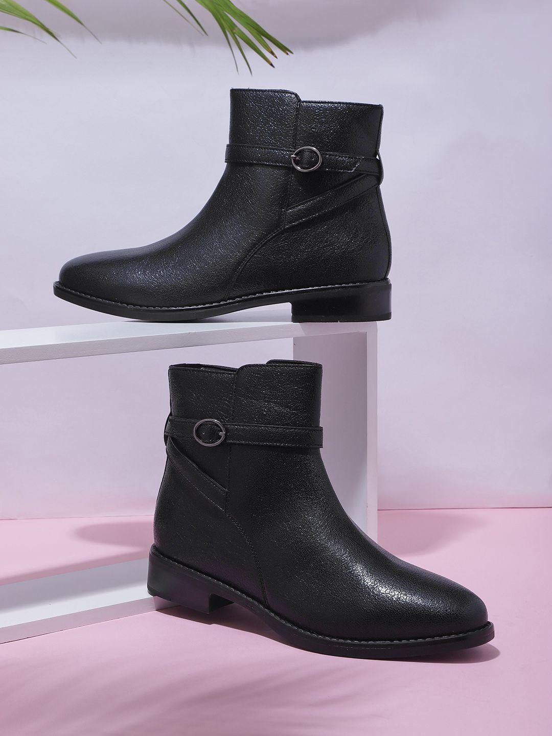 dressberry women black flat boots