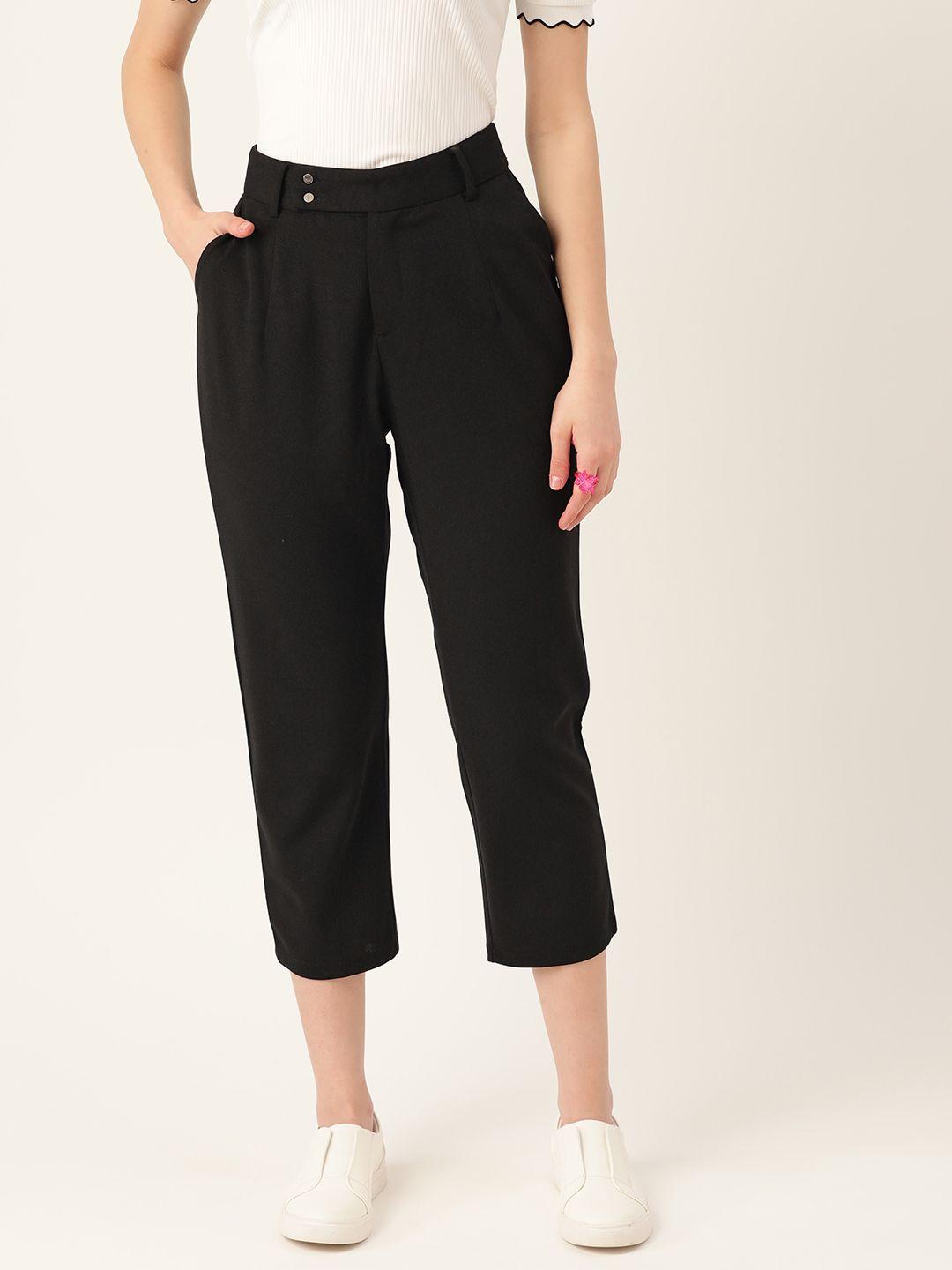 dressberry women black high-rise trousers