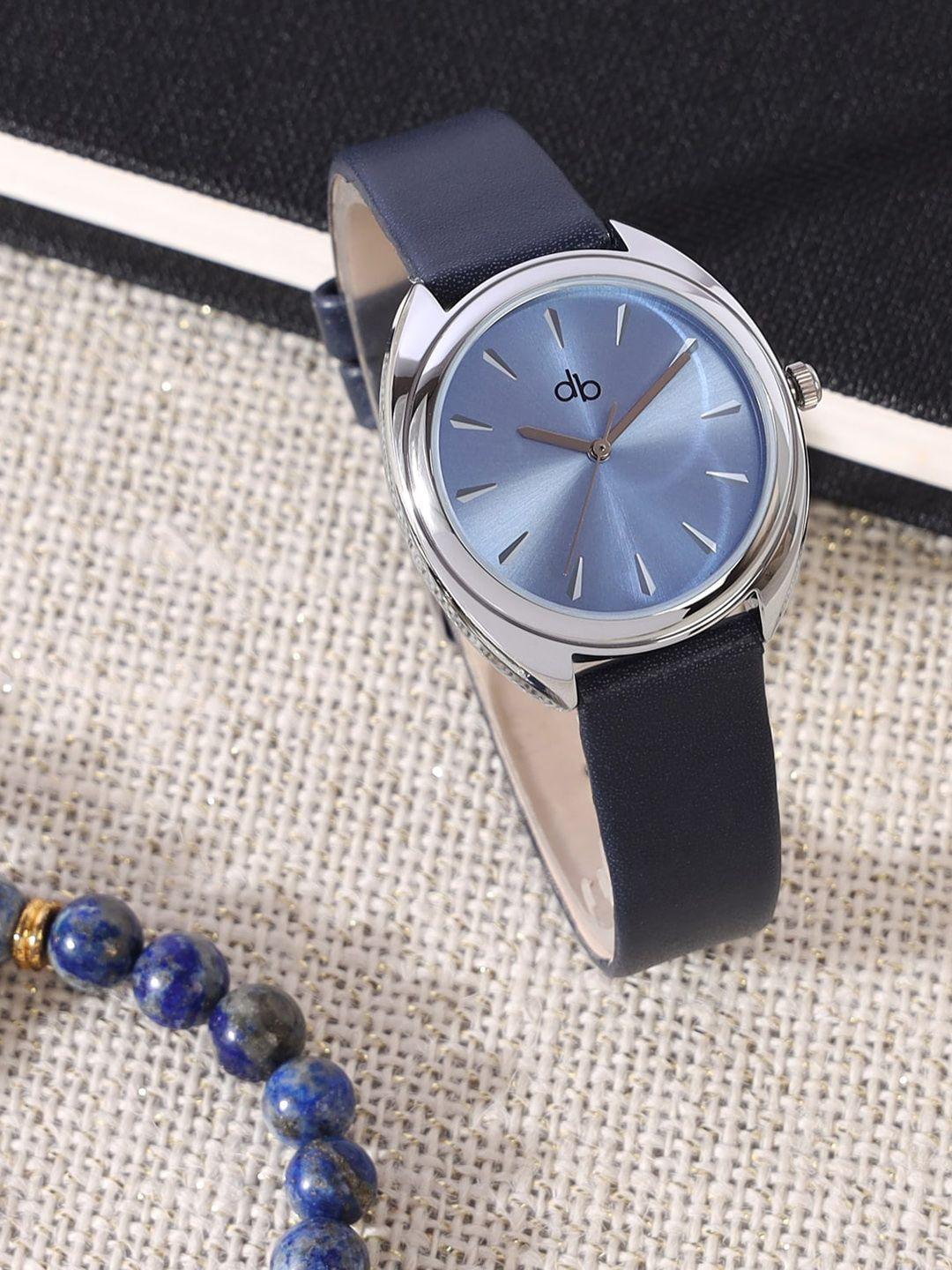 dressberry women blue dial & blue leather straps analogue watch db0006f