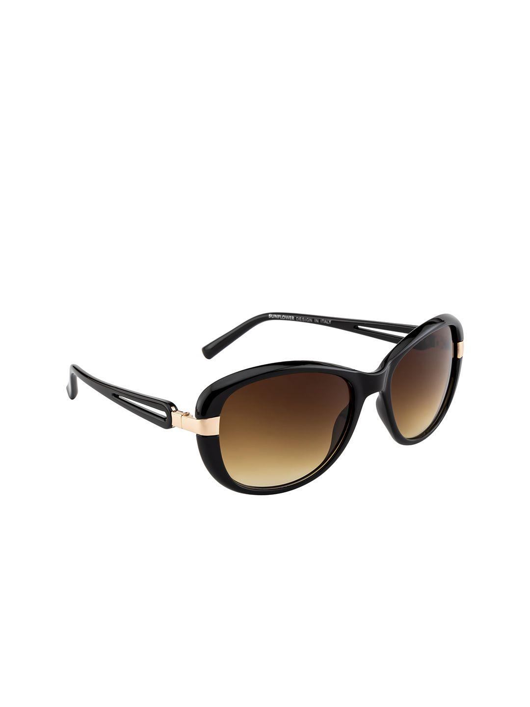 dressberry women brown lens & black oval sunglasses with uv protected lens db-p8560-c6
