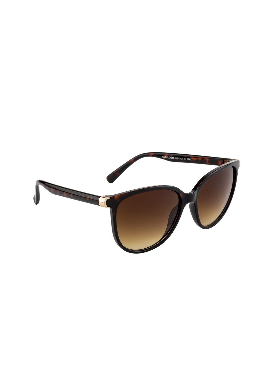 dressberry women brown lens & brown oval sunglasses with uv protected lens db-p8562-c4