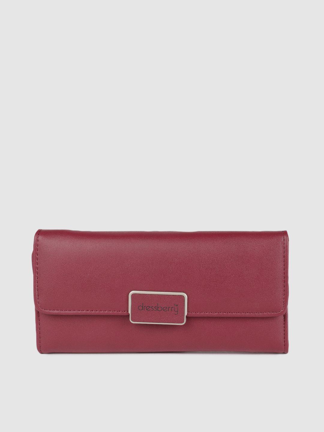 dressberry women burgundy solid two fold wallet