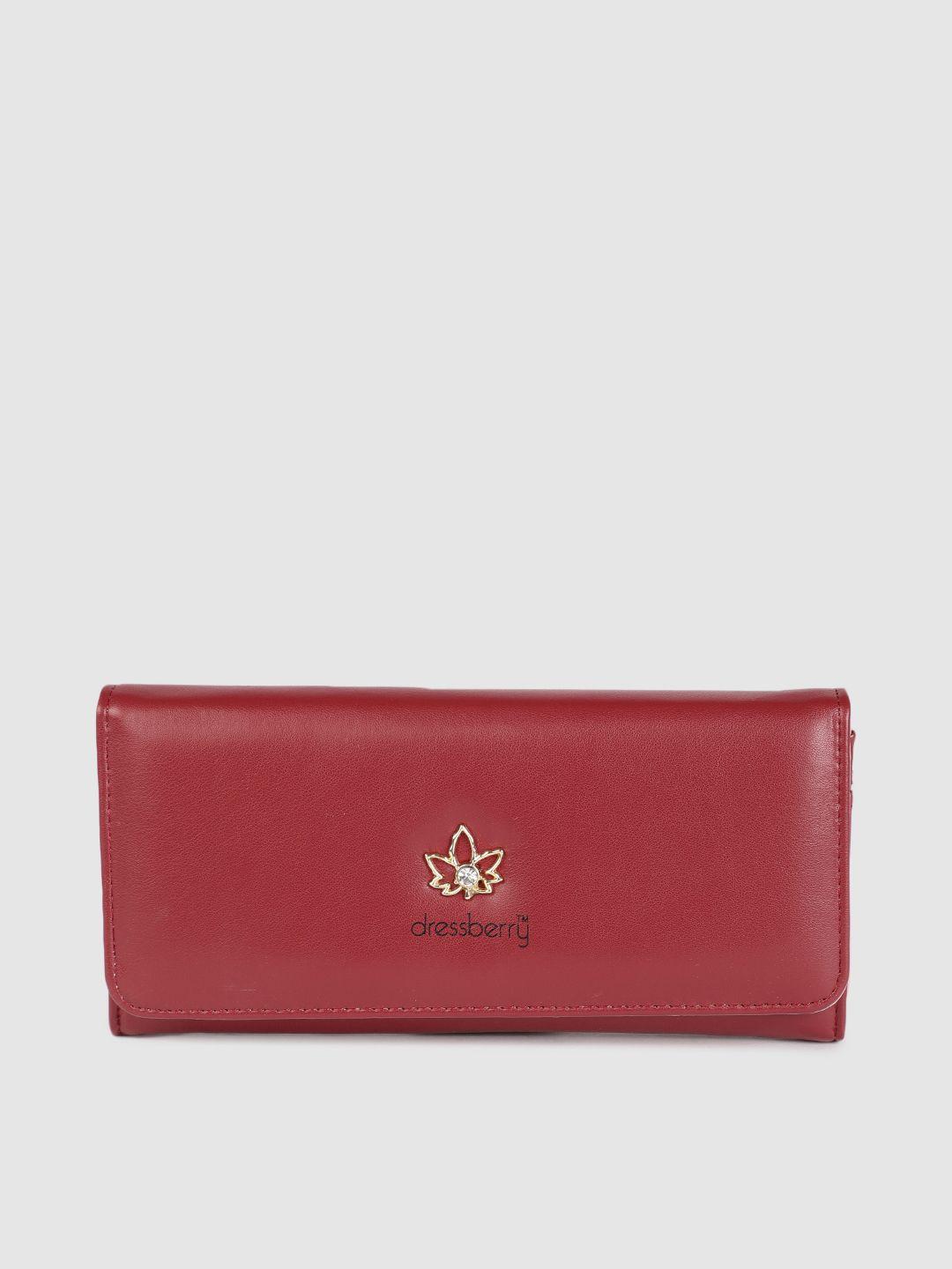 dressberry women burgundy solid two fold wallet