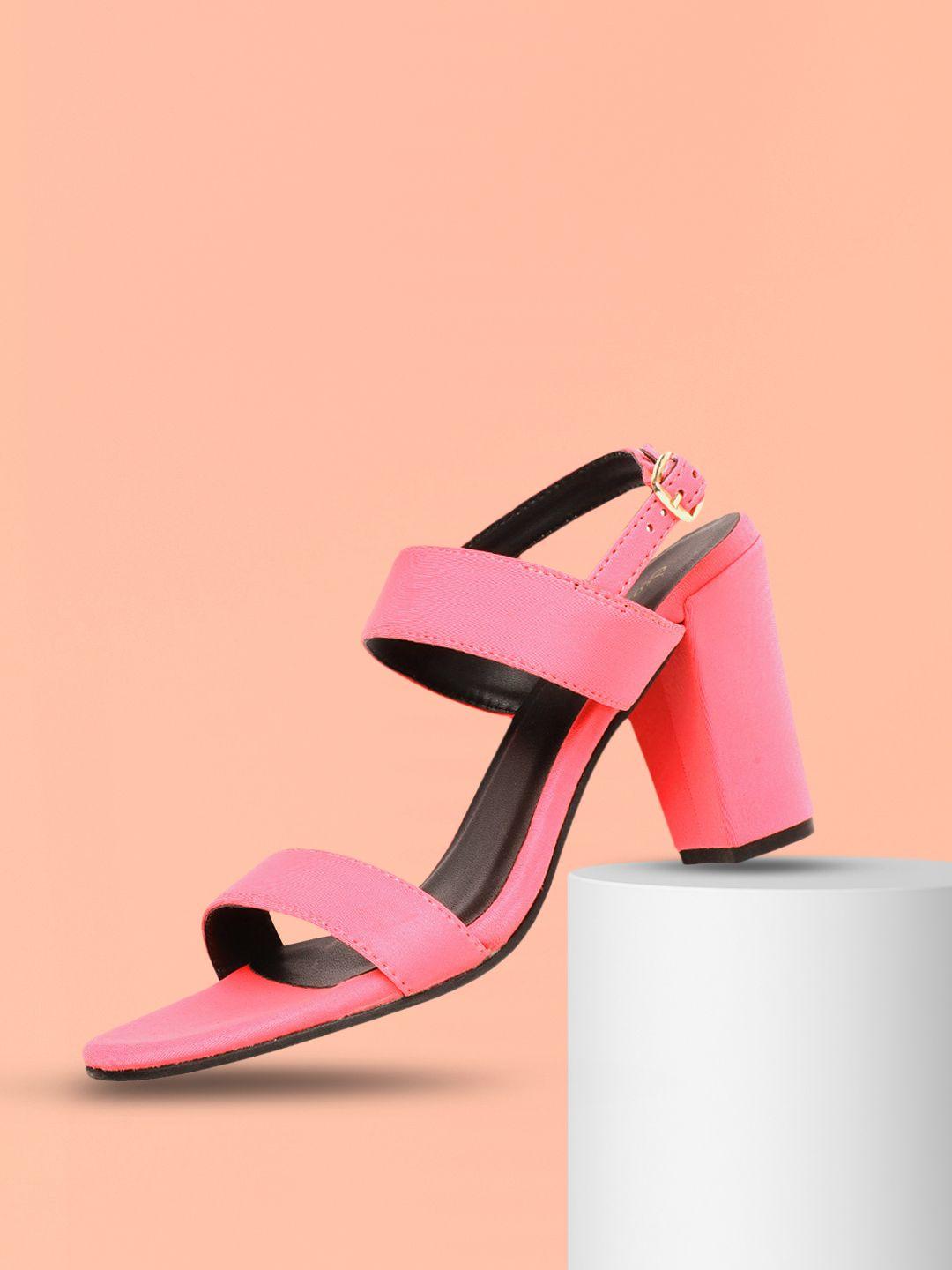 dressberry women coral pink solid block heels