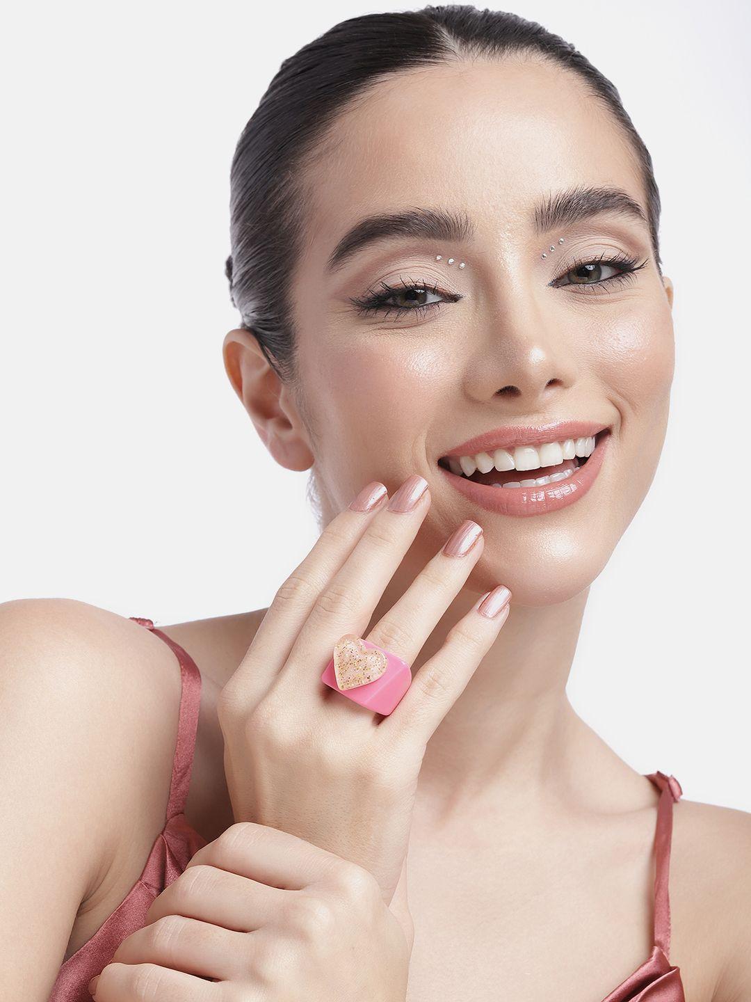 dressberry women glitter heart-shaped finger ring