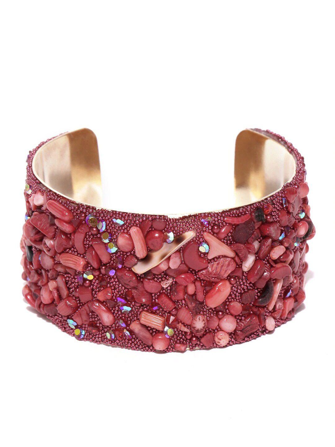 dressberry women gold-plated stone studded cuff bracelet