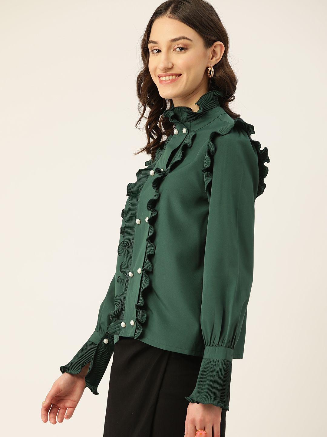 dressberry women green comfort casual shirt