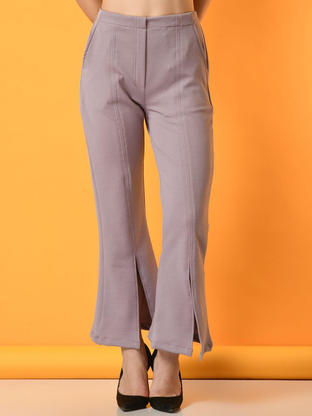 dressberry women lavender comfort flared wrinkle free trousers