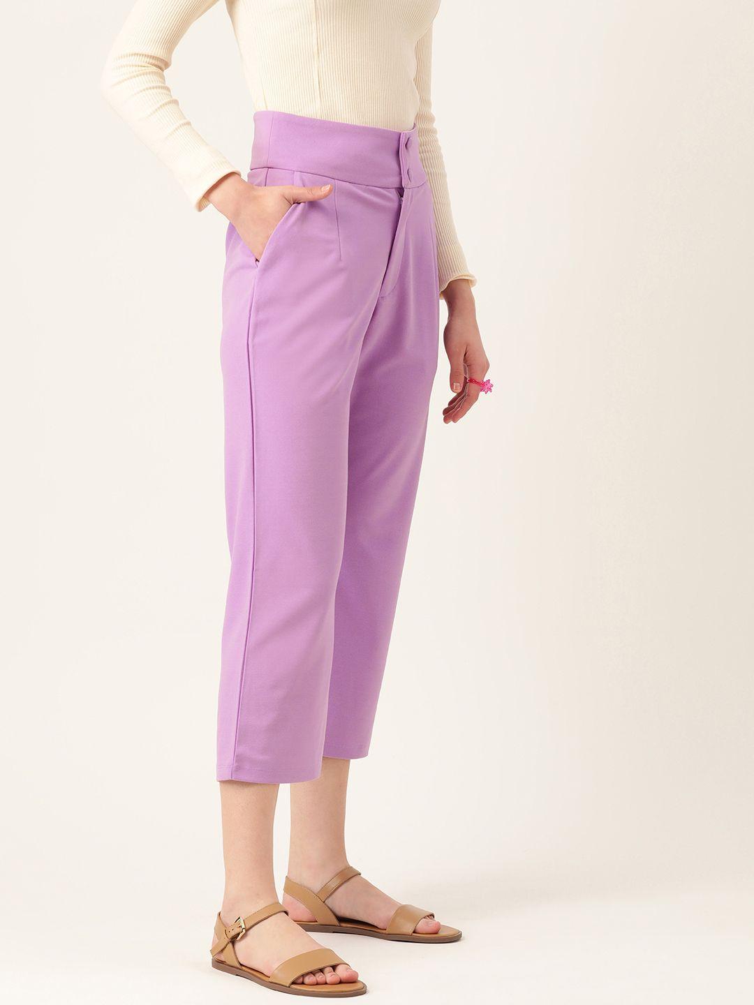 dressberry women lavender high-rise trousers