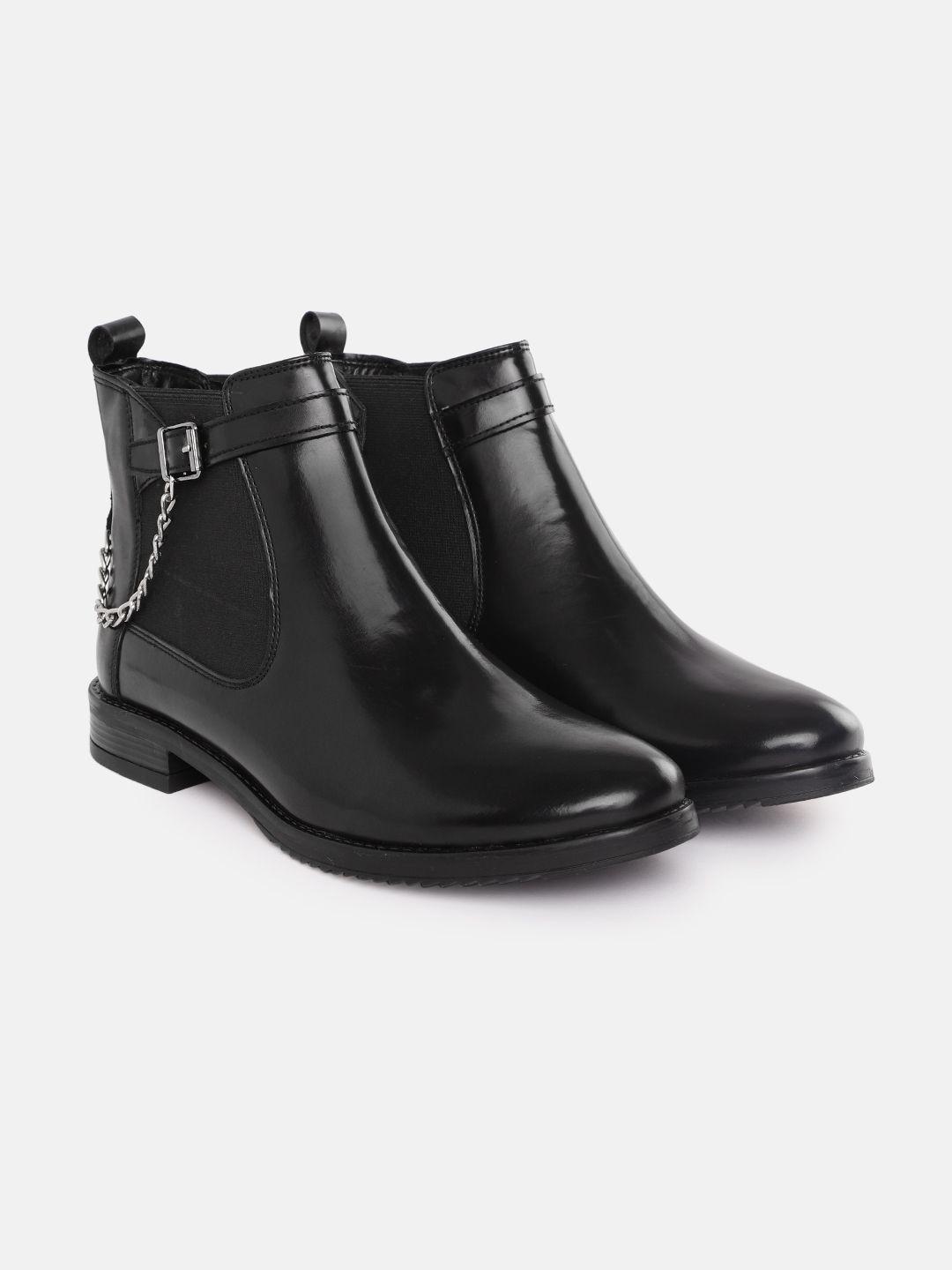 dressberry women mid-top chelsea boots with chain detail