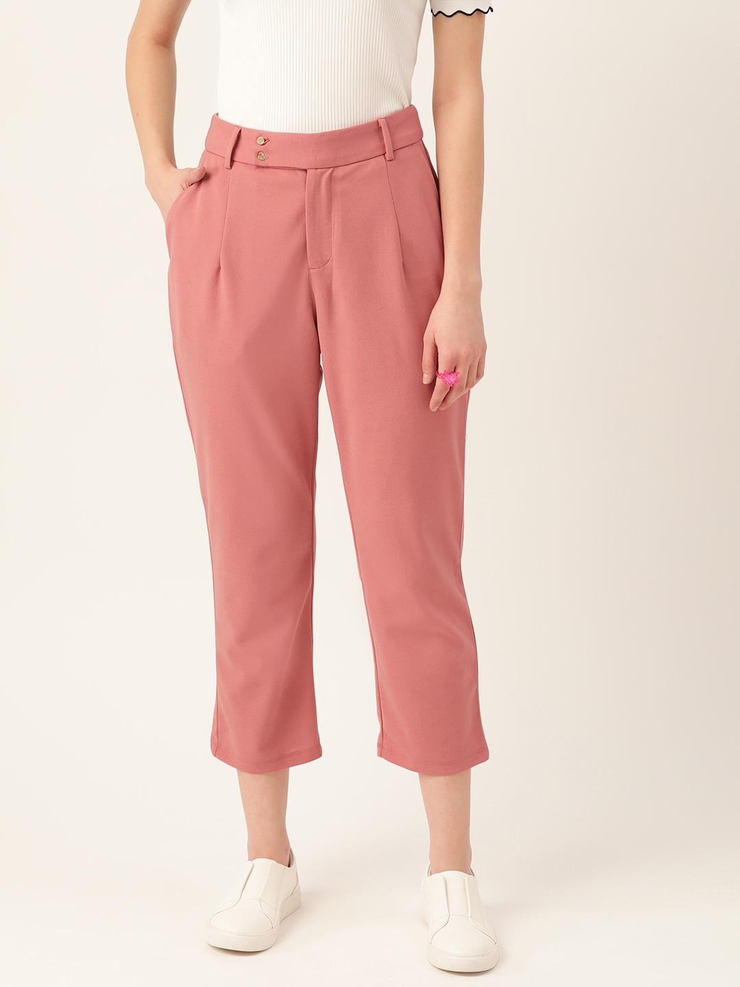 dressberry women pink high-rise trousers