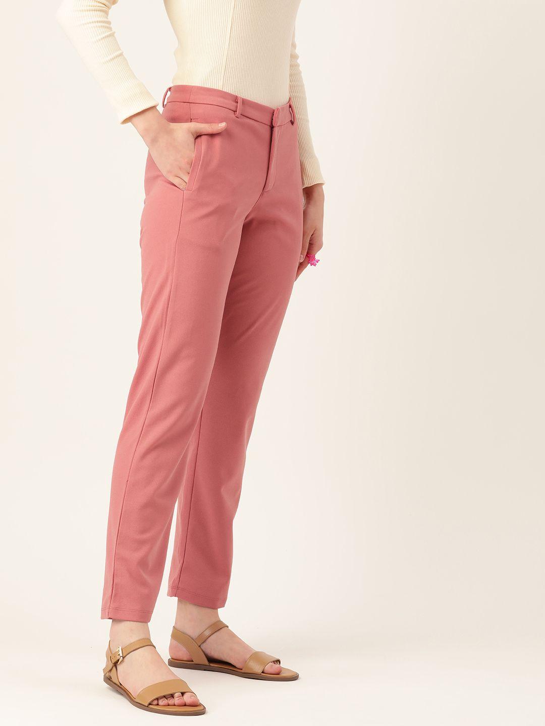 dressberry women pink low-rise trousers