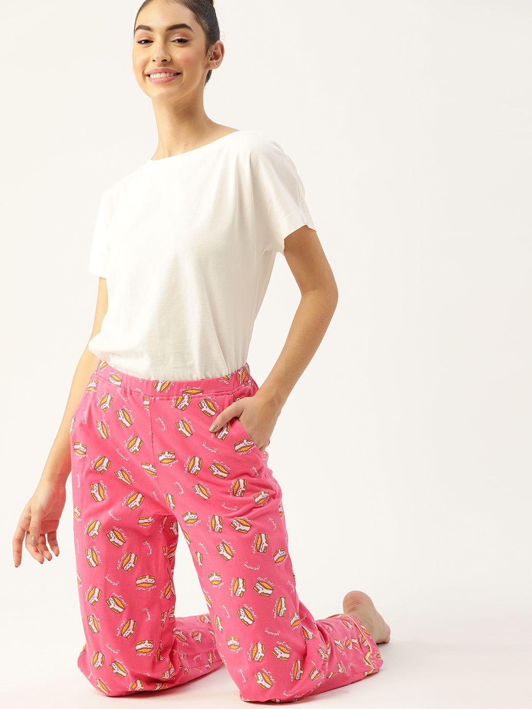 dressberry women pink printed lounge pants