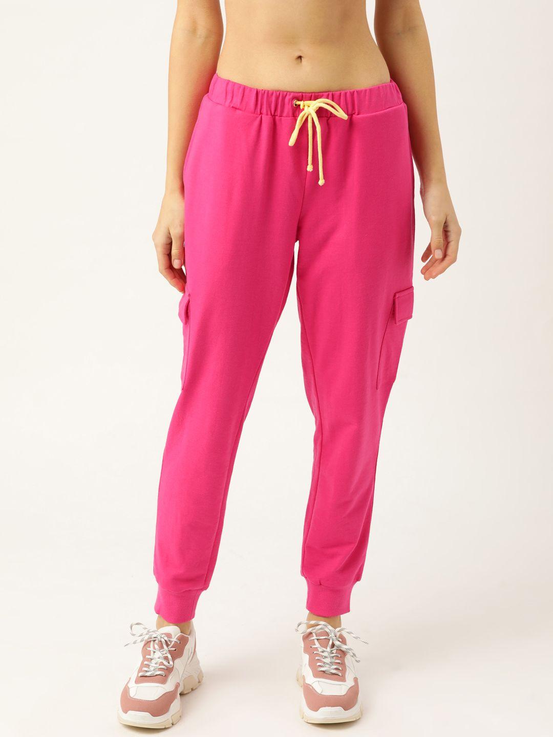 dressberry women pink solid cargo joggers