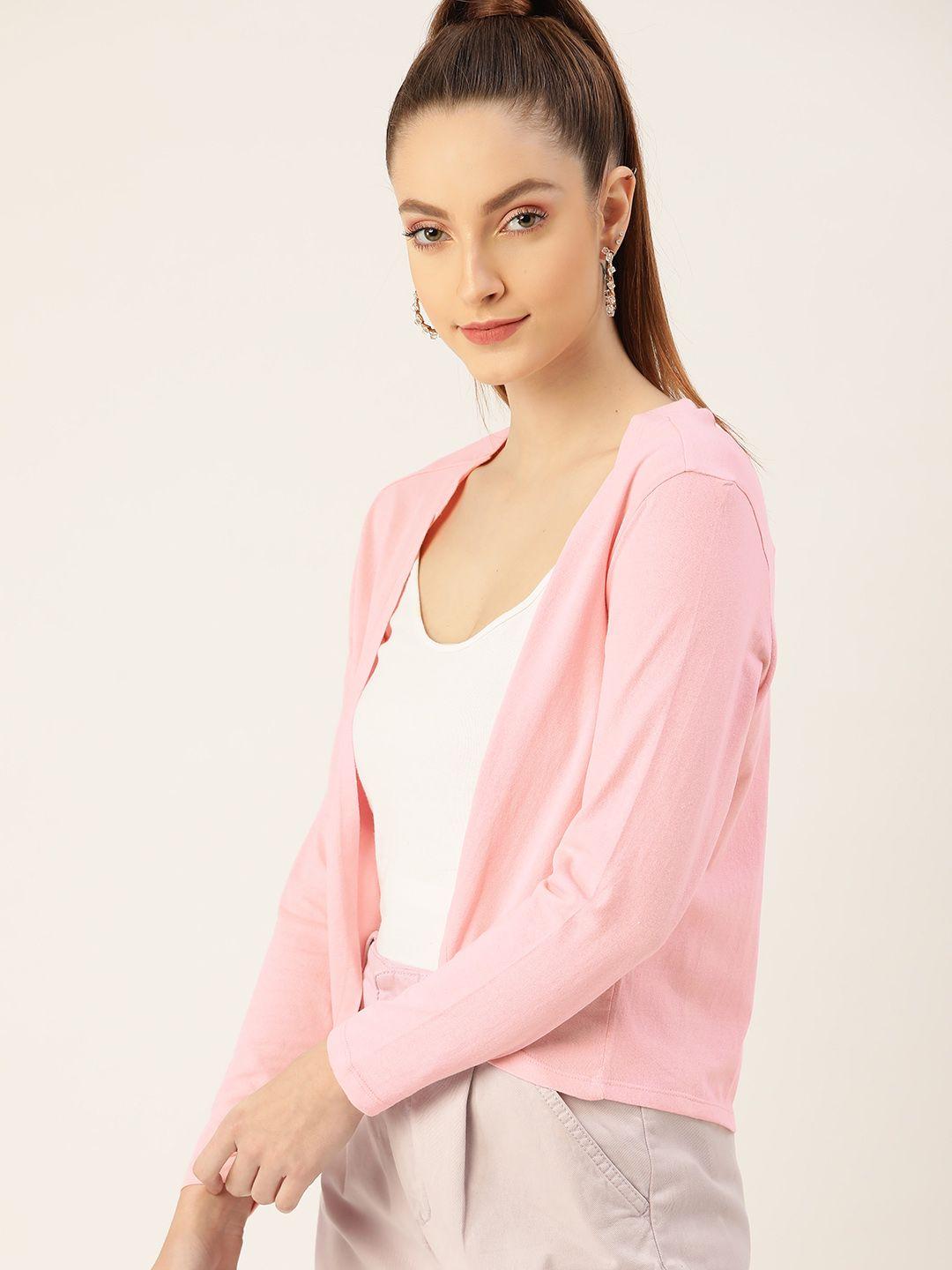 dressberry women pink solid sustainable & recycled shrug