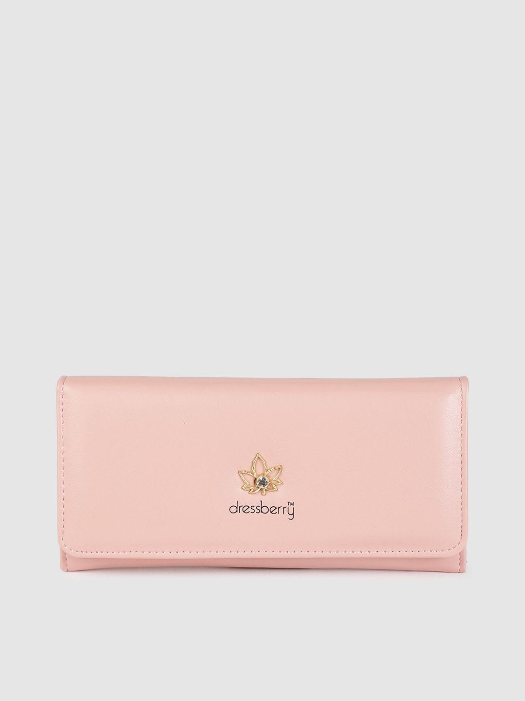 dressberry women pink solid two fold wallet