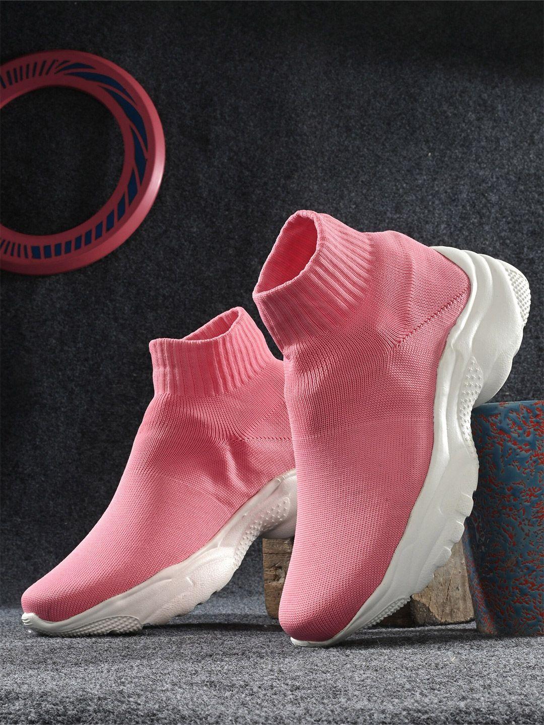 dressberry women pink textile walking non-marking sports shoes