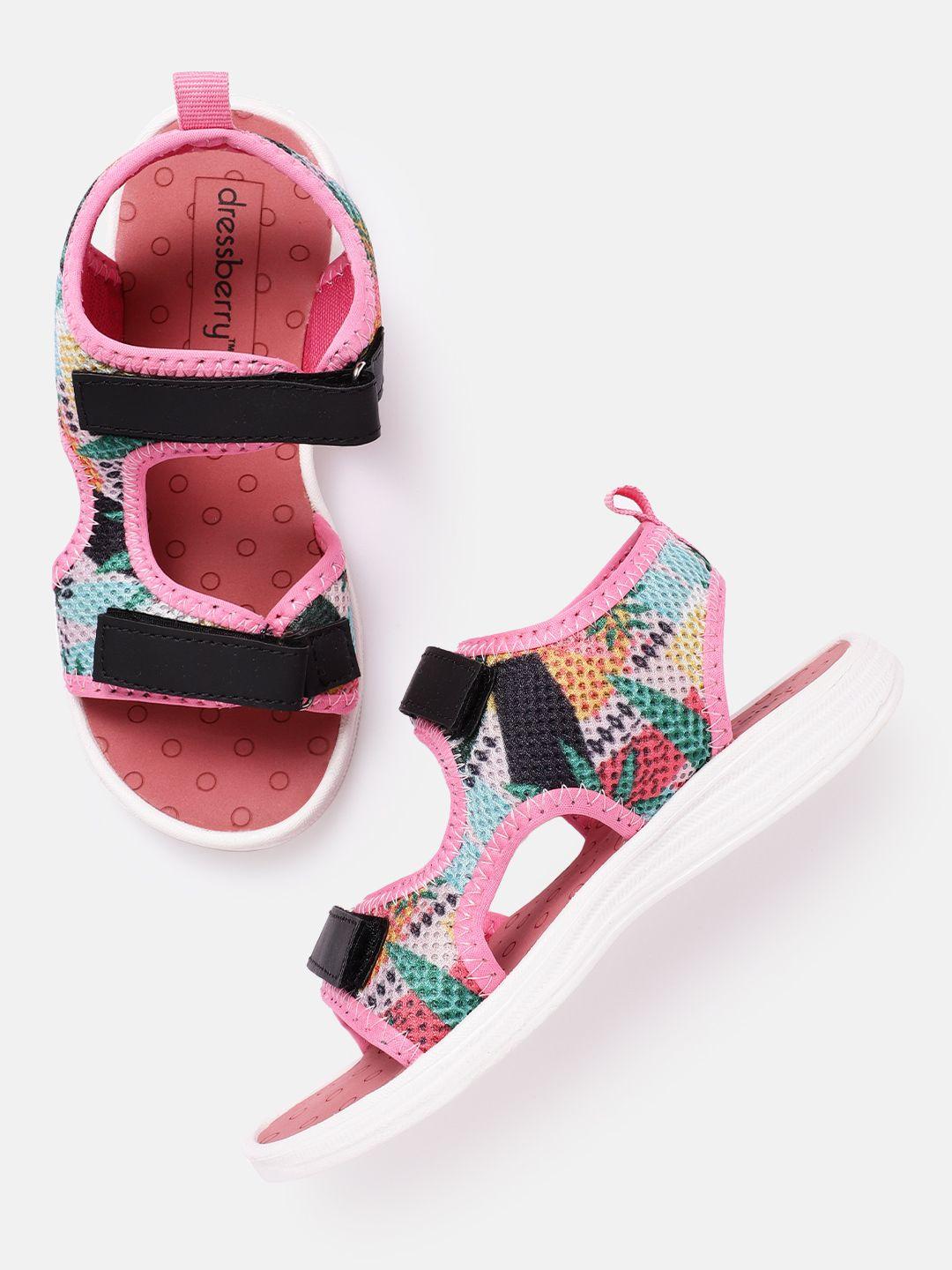 dressberry women printed & woven design sports sandals