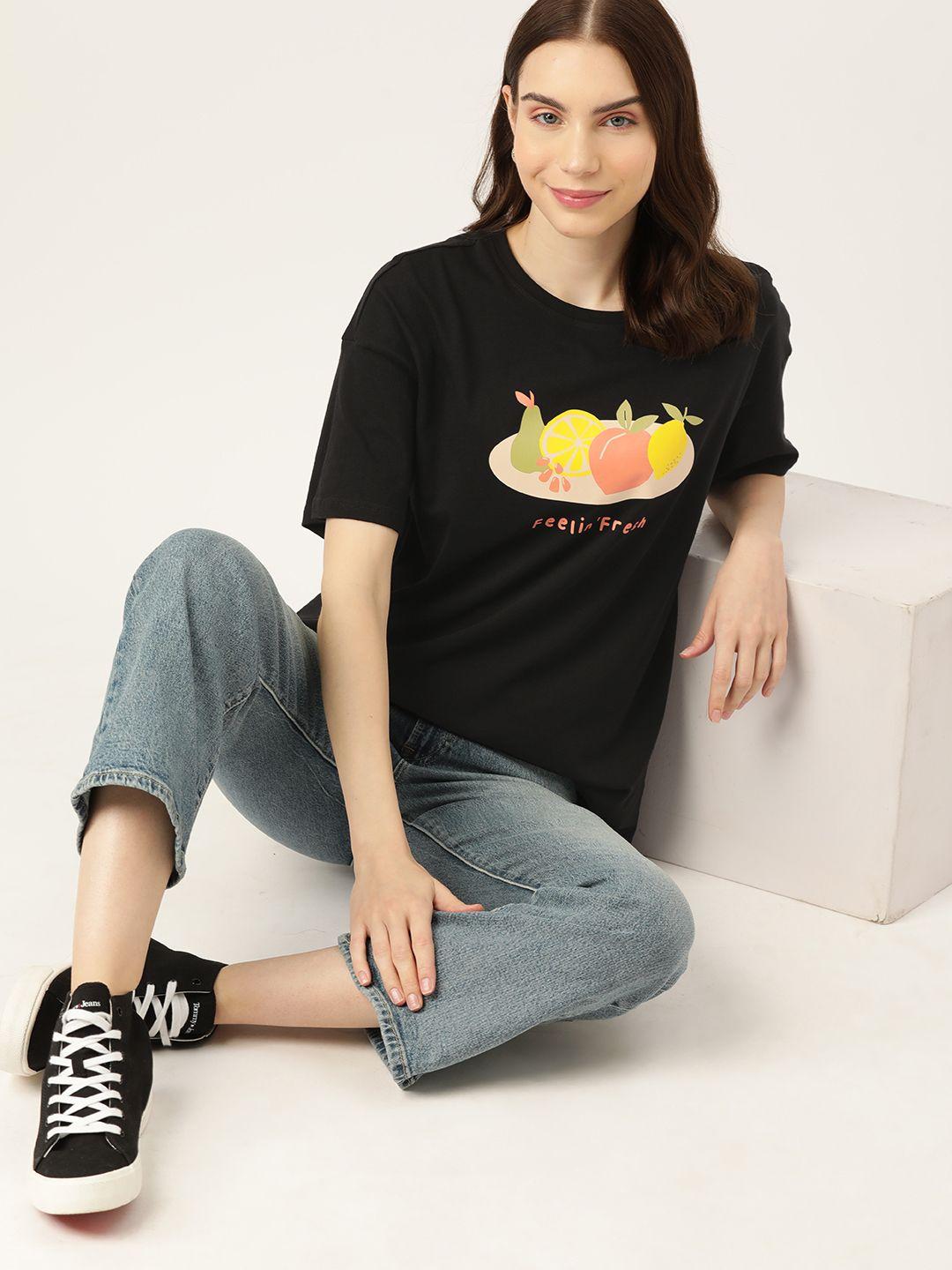 dressberry women printed pure cotton t-shirt