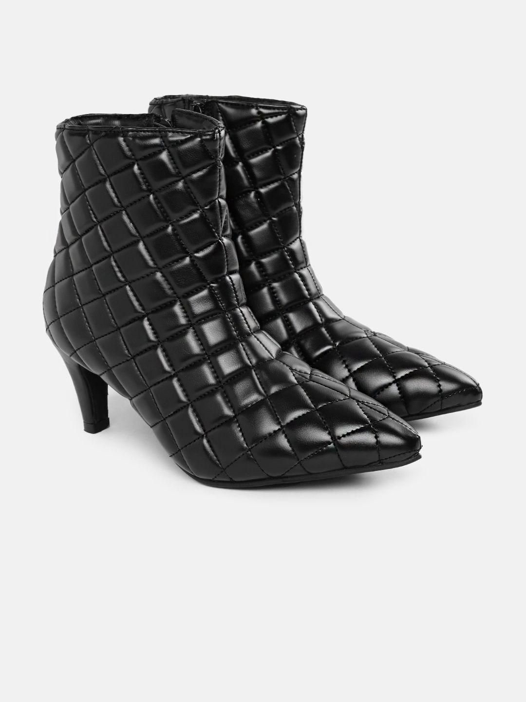 dressberry women quilted mid-top slim heel regular boots