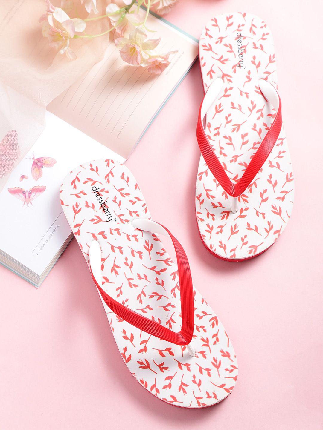 dressberry women red & white printed thong flip-flops