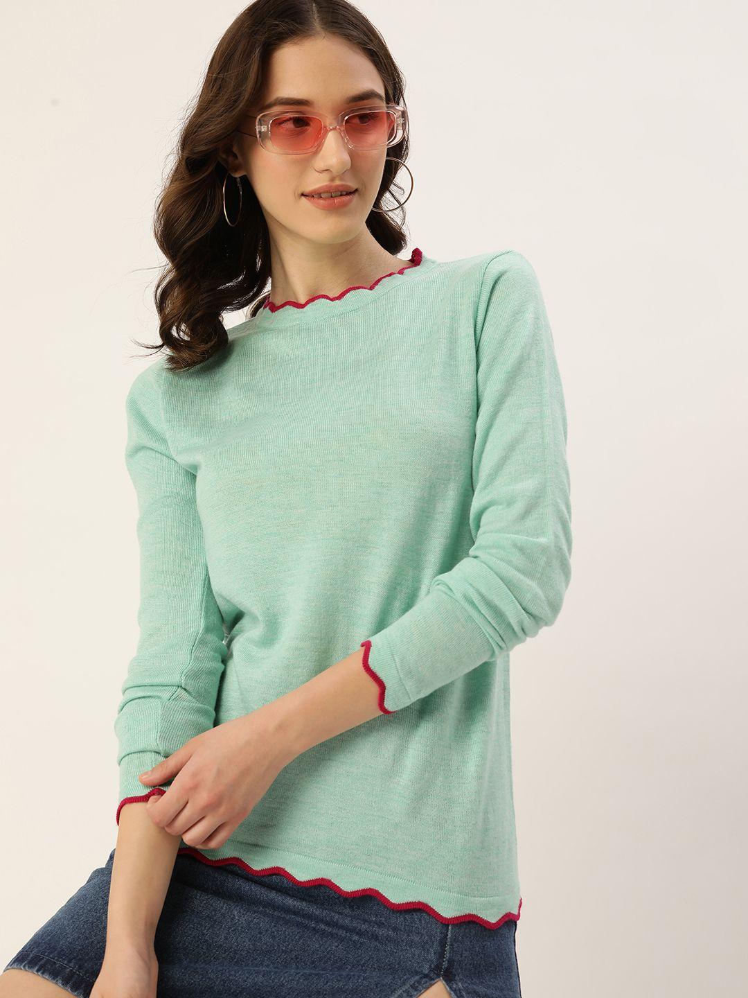 dressberry women sea green acrylic pullover