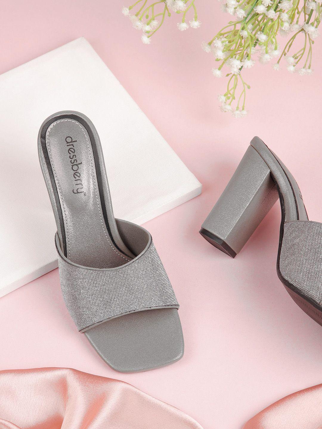 dressberry women silver-toned embellished high-top block heels