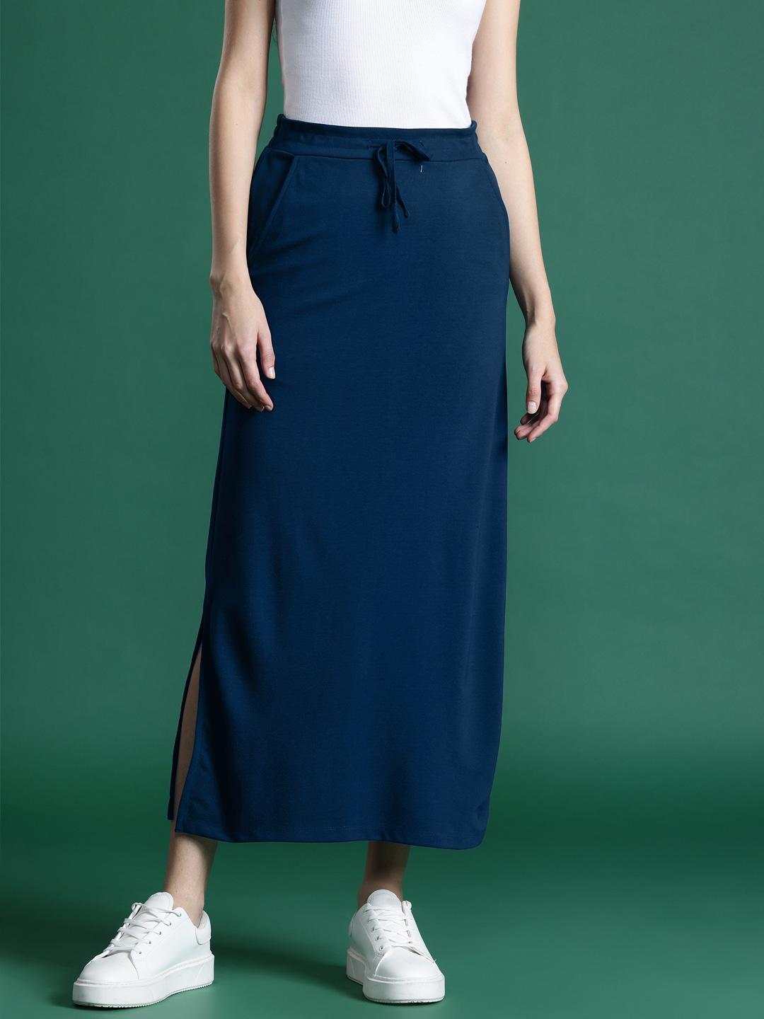 dressberry women solid a-line maxi skirt