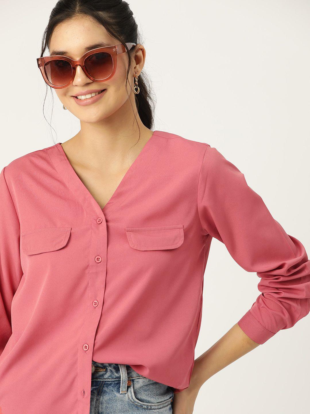 dressberry women solid comfort opaque casual shirt