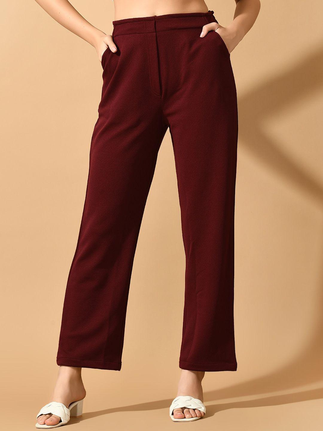 dressberry women violet comfort straight fit lycra wrinkle free parallel trouser