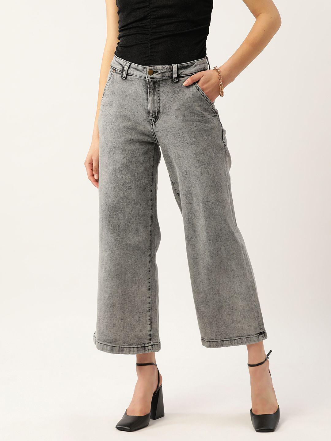 dressberry women wide leg cropped jeans